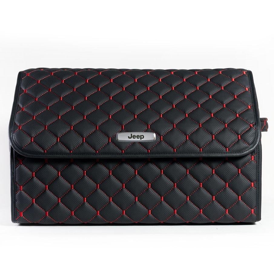 Сумка-органайзер с лого Jeep в багажник CarsBAG Экокожа 30x50x30 см Черно-красный (acb-1036-1-30х50х30-022)