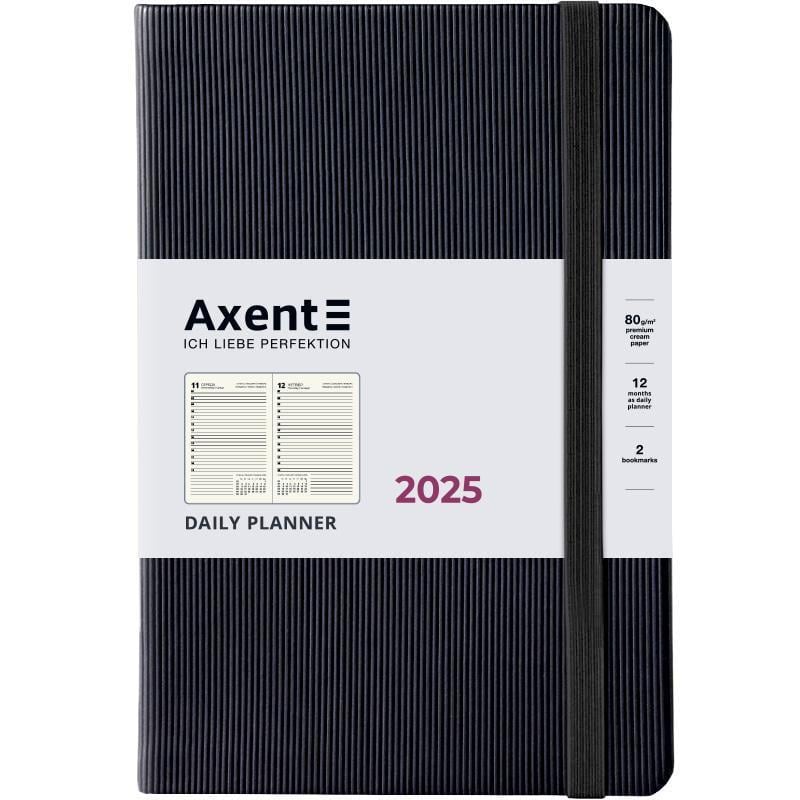 Дневник датированный 2025 Axent Partner Lines А5 368 стр. Черный (8815-25-01-A)