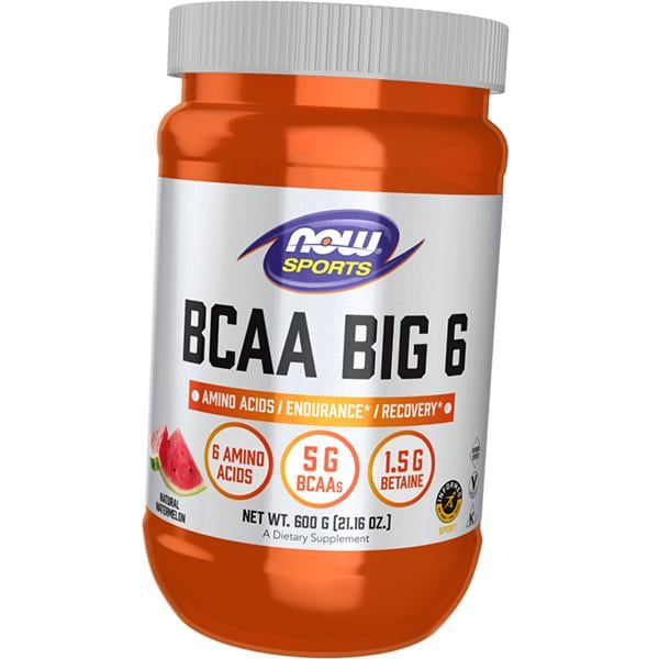 Аминокислоты ВСАА Now Foods BCAA Big 6 Powder 600 г Арбуз для выносливости и восстановления (28128003)