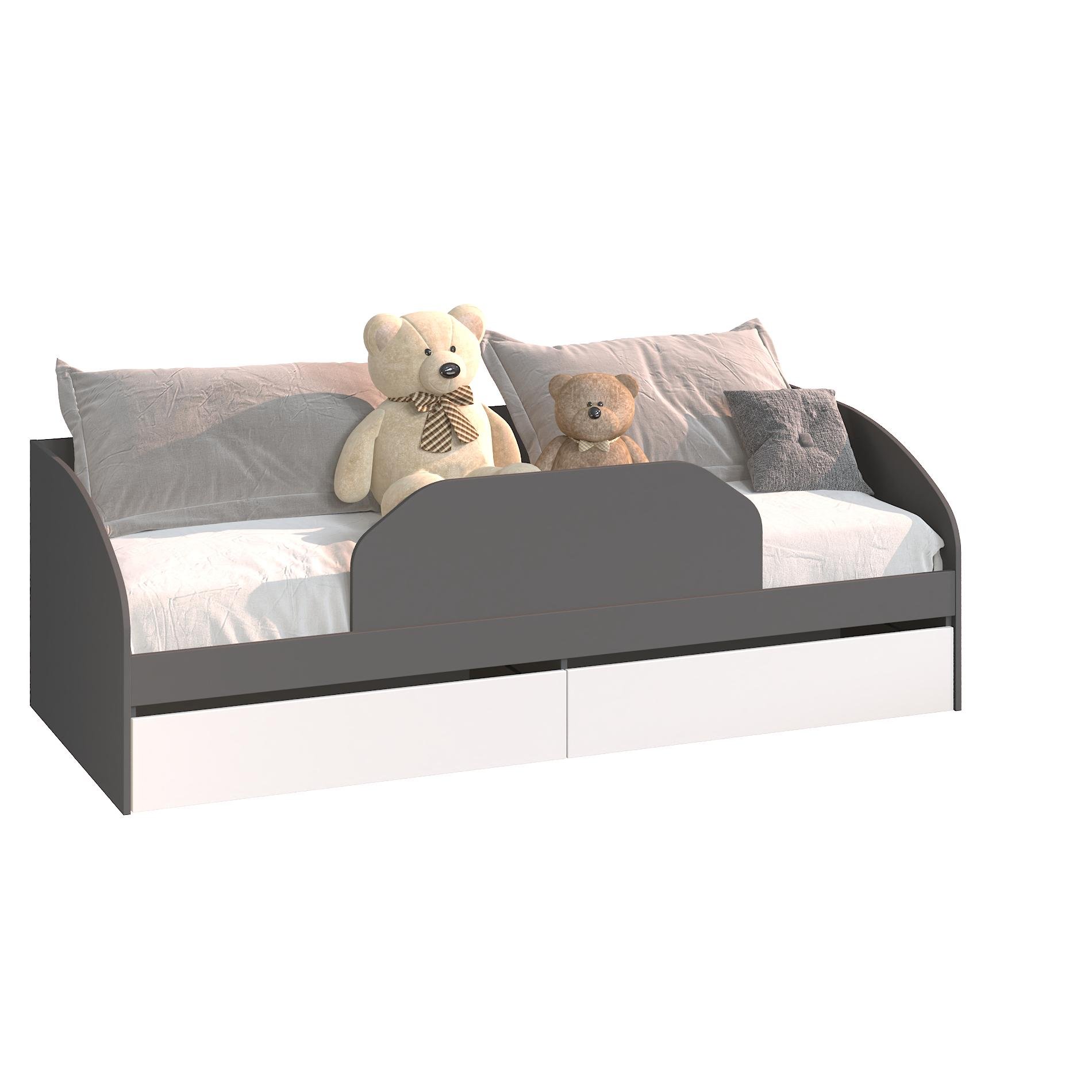 Кровать детская с ящиками Мастер Форм Брайт 835x2032x600 мм спальное место 800х2000 мм Антрацитовый/Белый (32226) Кровать детская с ящиками Мастер Форм Брайт 835x2032x600 мм спальное место 800х2000 мм Антрацитовый/Белый (32226)