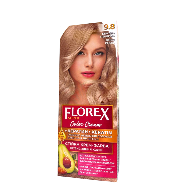 Крем-краска для волос стойкая Florex Super 9.8 Бежевый жемчуг