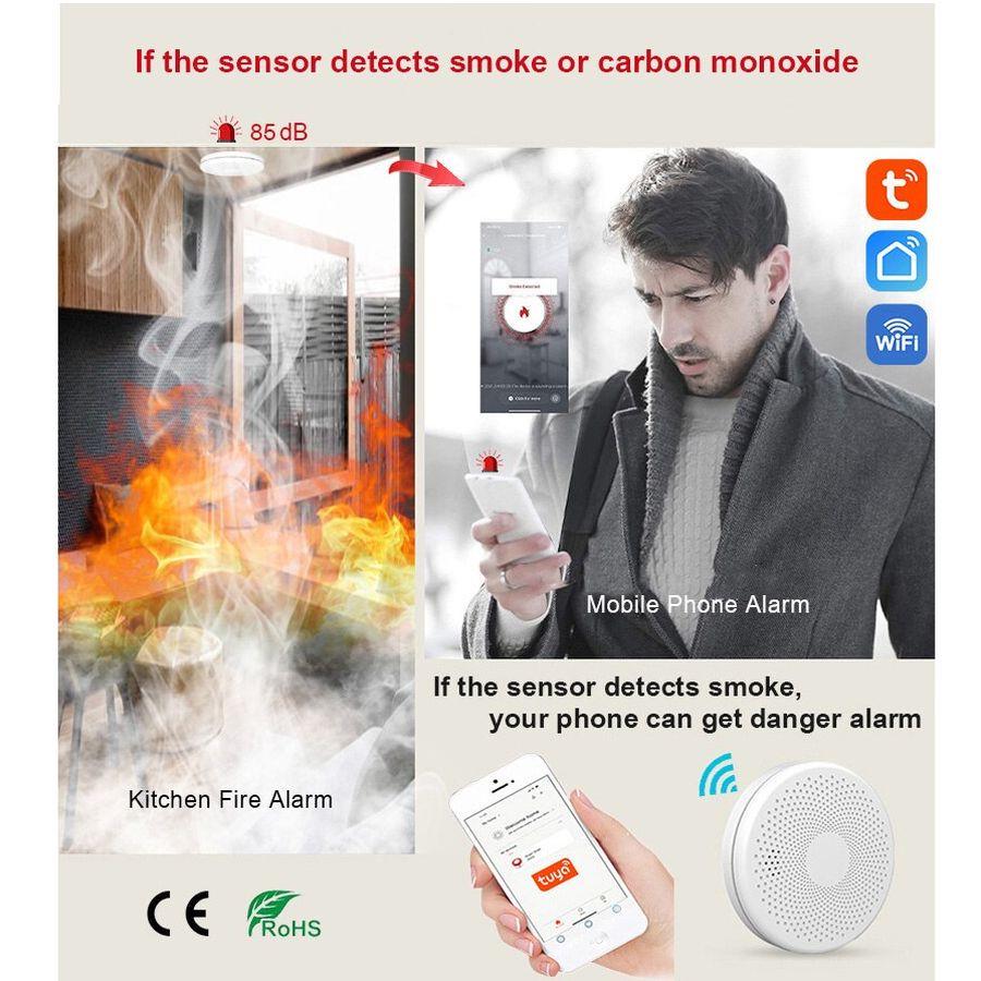 Датчик диму Wifi комбінований та CO Tuya Wifi Smoke&Carbon Monoxide Compound Alarm з сиреною та оповіщенням на смартфон - фото 6