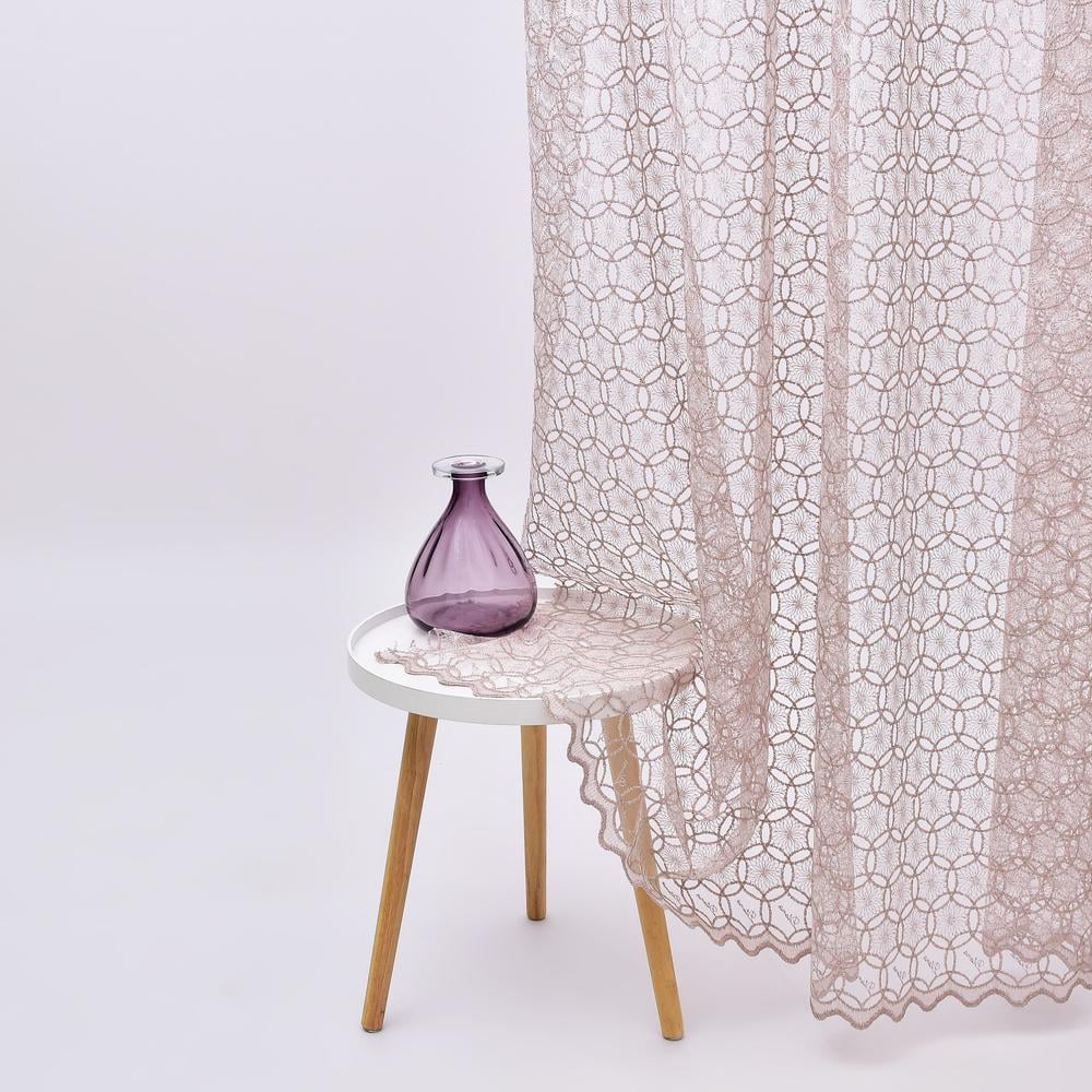 Тканина тюль сітка з вишивкою Куля V-pudra (24751)