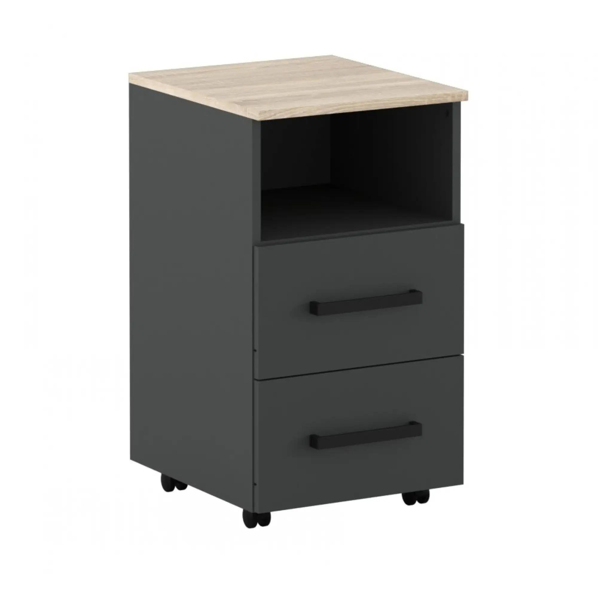 Тумба офисная Gerbor KON2S Офис Нью из ламинированной ДСП Антрацит/Дуб сонома (20006524)