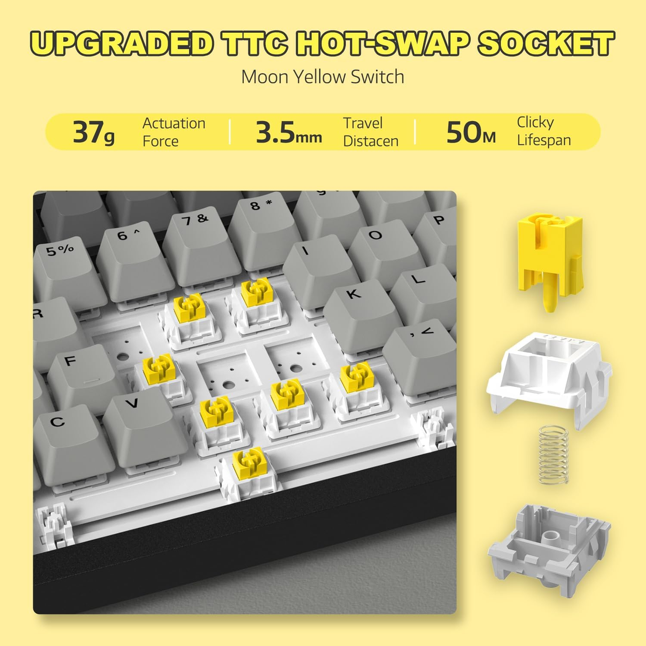Проводная клавиатура Ajazz AK820 Bright Moon Switch Grey (2000173) - фото 7 Проводная клавиатура Ajazz AK820 Bright Moon Switch Grey (2000173) - фото 7