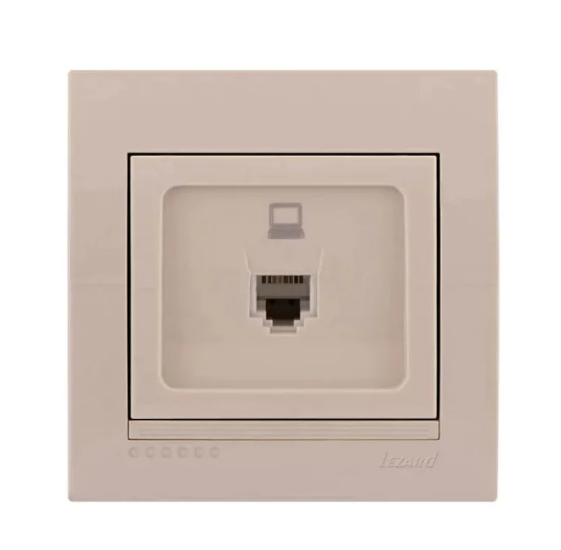 Розетка одинарна Lezard Deriy комп'ютерна Кремовий (26294309)