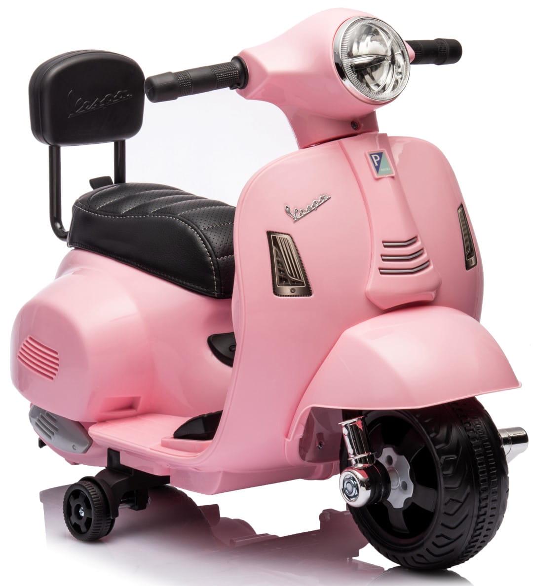 Скутер детский электрический Sun Baby Scooter Vespa со спинкой Розовый