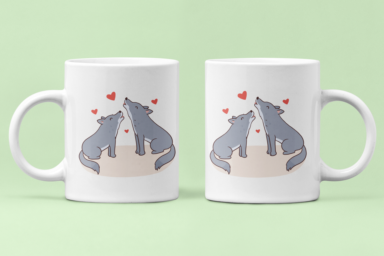Чашки парные Волки для влюбленных 330 мл Белый (ВЛ173Ч)