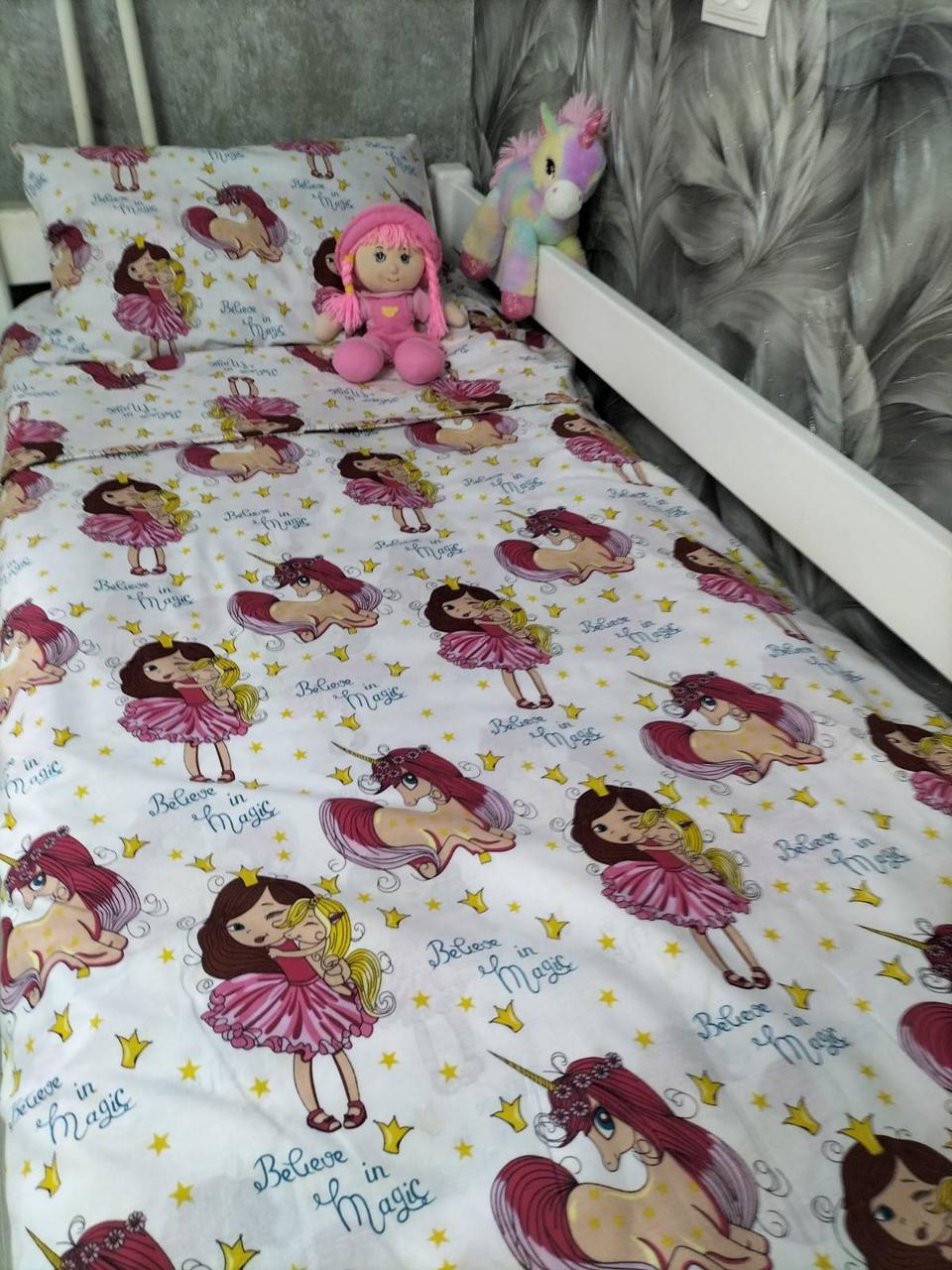 Комплект постельного белья детский полуторный Принцесса 150х215 см Единорог (КП011) - фото 2 Комплект постельного белья детский полуторный Принцесса 150х215 см Единорог (КП011) - фото 2