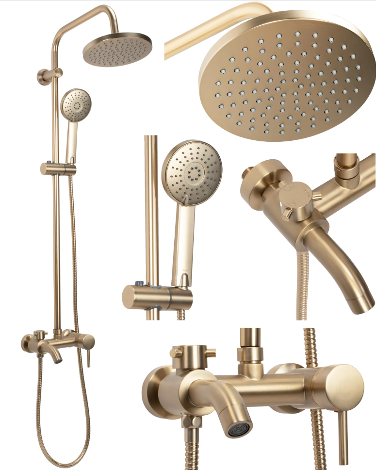 Душевой гарнитур Rea LUIS с изливом Золотой матовый (2810366152) Душевой гарнитур Rea LUIS с изливом Золотой матовый (2810366152)