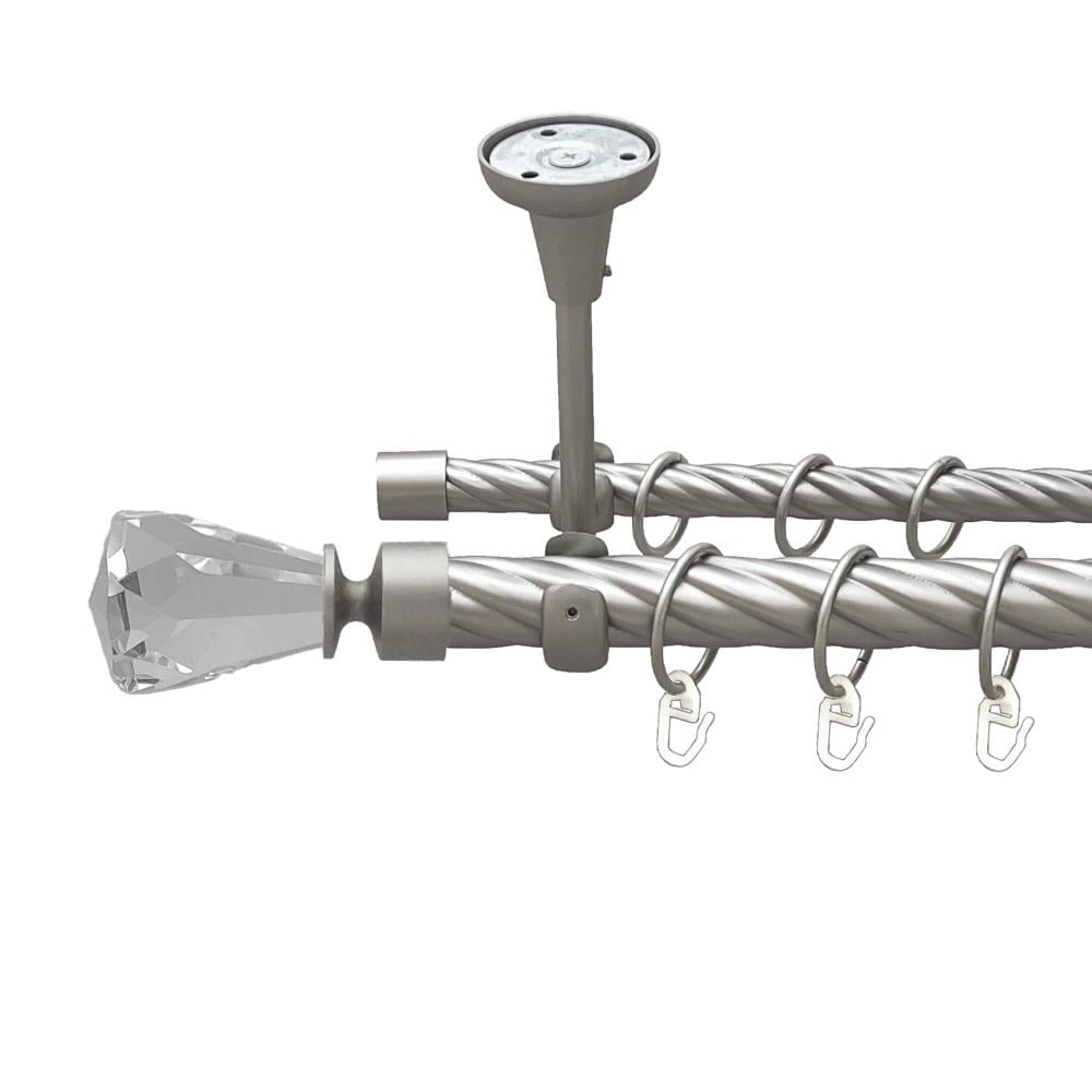 Карниз Orvit Лучетта металевий дворядний відкритий до стелі скручена труба кільце металеве 25/16 мм 240 см Сатин (00-00024108)