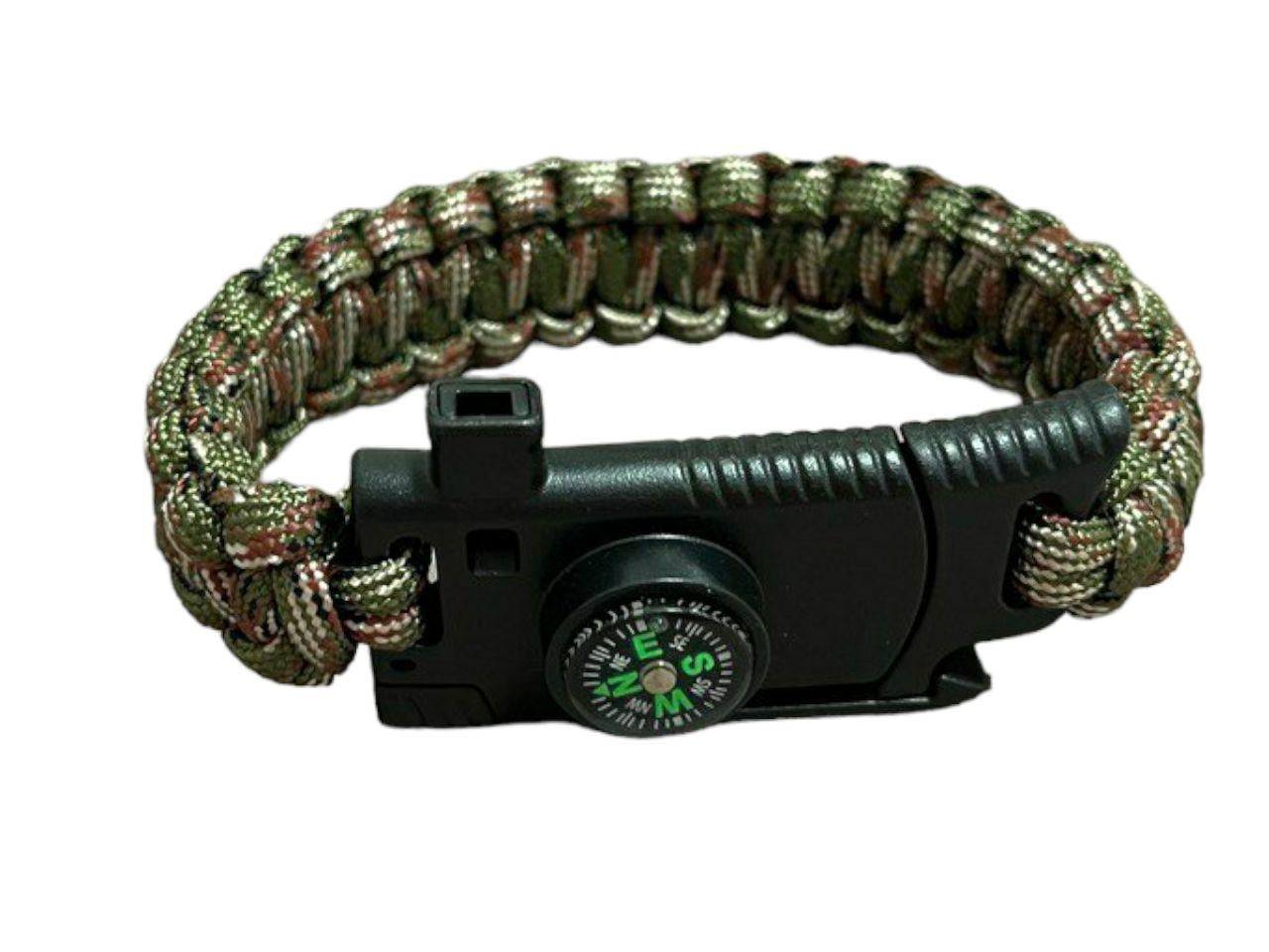 Браслет плетеный для выживания из паракорда з компасом/ножом/стропорезом/огнивом и свистком 5в1 Олива
