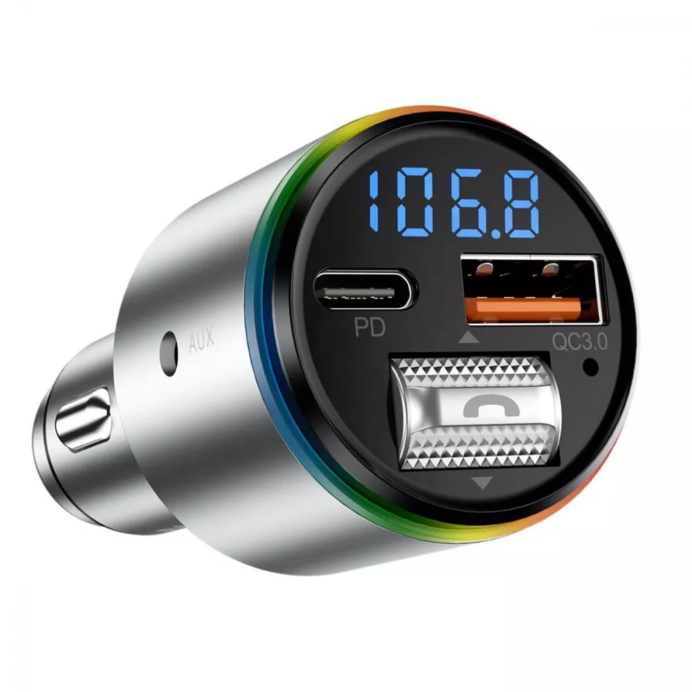 Зарядний пристрій в автомобіль в автомобіль Proove FM Launcher 30 Вт з RGB-підсвічуванням Silver (27316827) - фото 3
