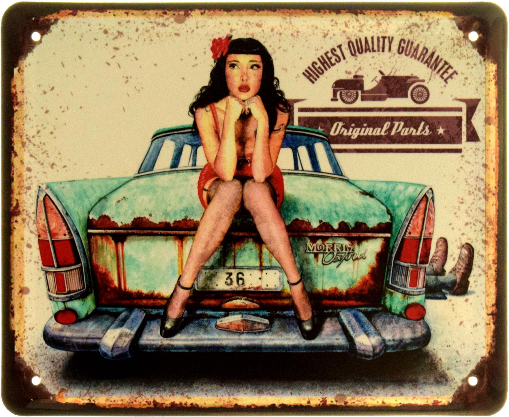Табличка металева "Highest Quality Guarantee Parts Pin Up" 18x22 см (ms-103945)