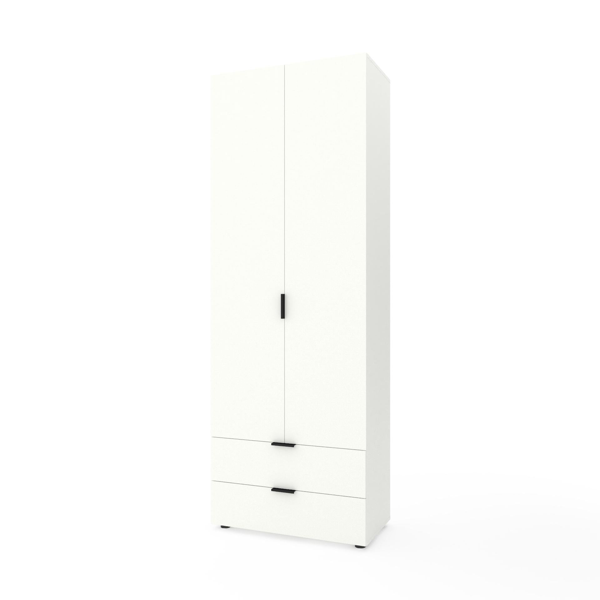 Шкаф для одежды с выдвижными полками и штангой Белый (381079)