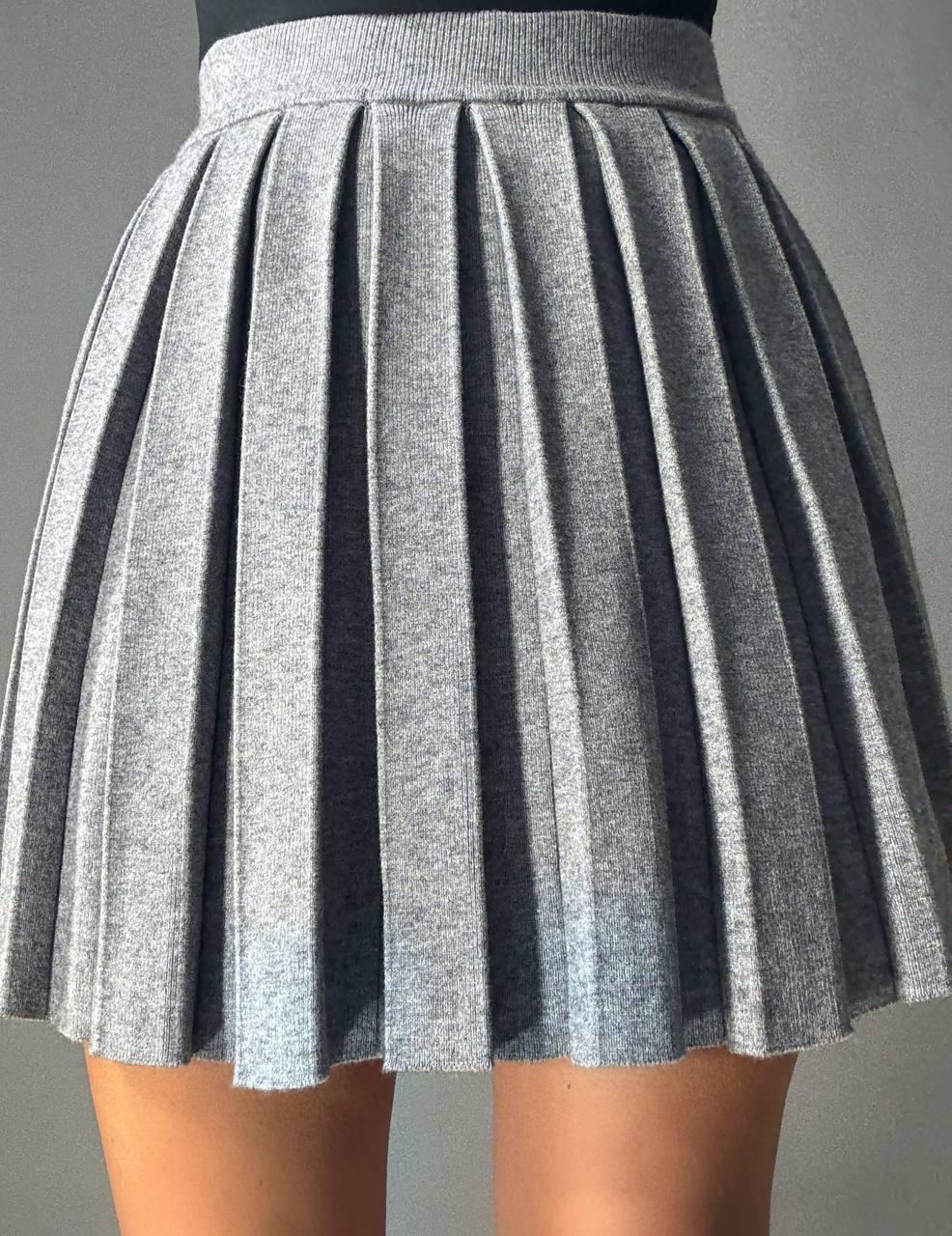 Юбка женская A-N 9956 вязаная теплая в складку на резинке OS Серый (4908) - фото 3 Юбка женская A-N 9956 вязаная теплая в складку на резинке OS Серый (4908) - фото 3