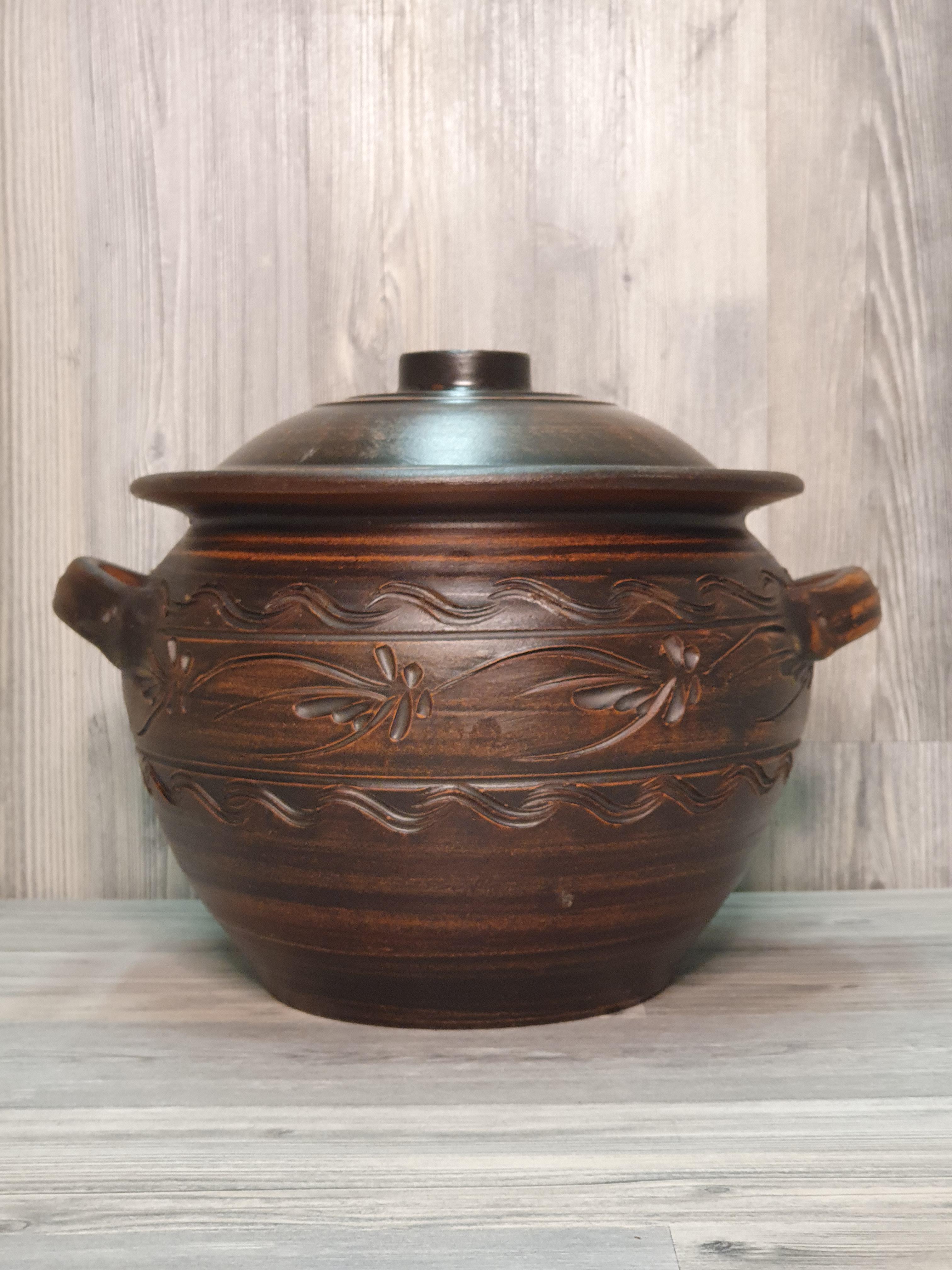 Супник с ручками из красной глины (5085)