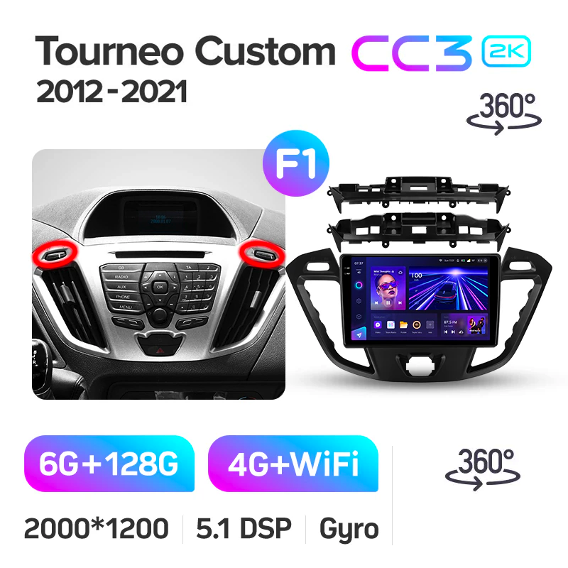 Автомагнитола штатная Teyes CC3 2К 360° для Ford Tourneo Custom 1 Transit 2012-2021 Android - фото 2