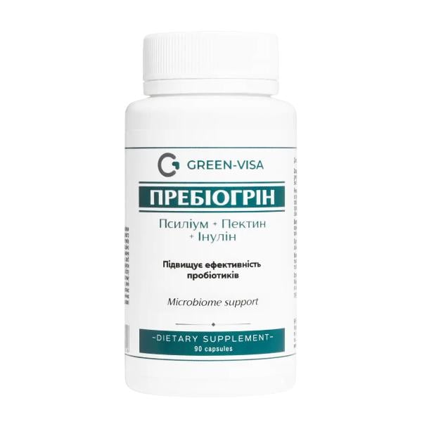 Препарат для улучшения работы кишечника Green Visa Пребиогрин Псилиум+Пектин+Инулин 90 капс. (000027787)