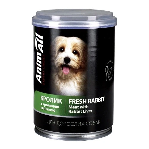 Корм влажный для собак AnimAll с кролем и кроличьей печенью 375 г (175545) Корм влажный для собак AnimAll с кролем и кроличьей печенью 375 г (175545)