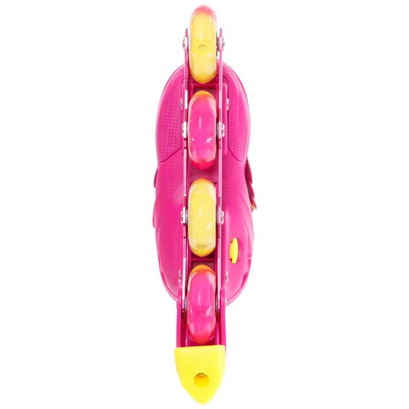 Роликовые коньки раздвижные детские JINGFENG 189 с защитой и шлемом р. 35-38 Розовый (189_Розовый_M_(35-38) - фото 14