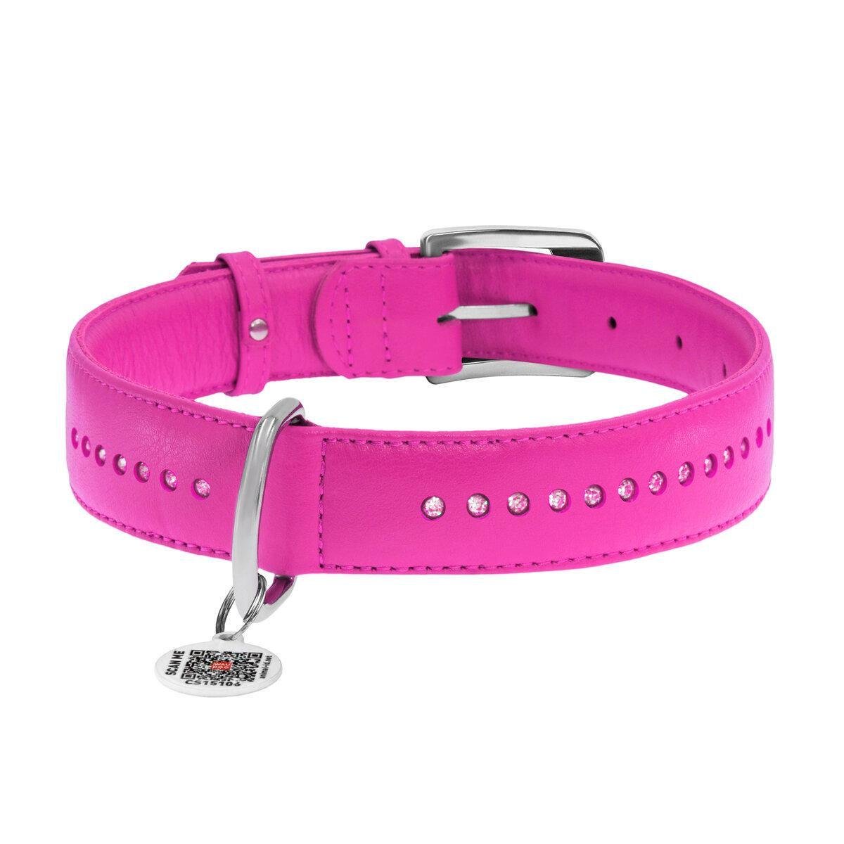 Ошейник для собак кожаный Waudog Glamour с QR паспортом/двойной со стразами L 25 мм х 38-49 см Розовый (38787 Col) Ошейник для собак кожаный Waudog Glamour с QR паспортом/двойной со стразами L 25 мм х 38-49 см Розовый (38787 Col)