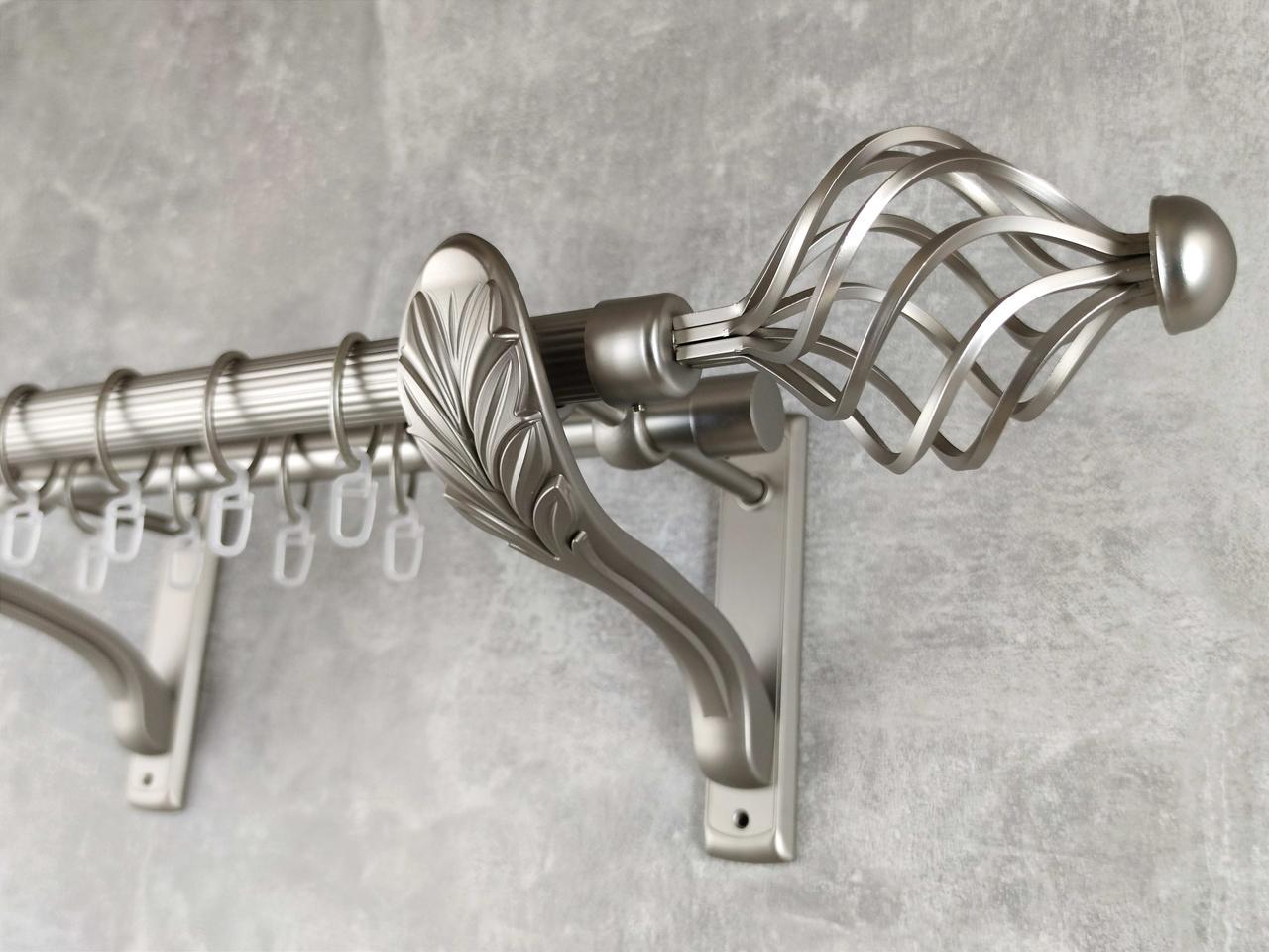 Карниз MStyle металлический для штор двухрядный Арезо 25/19 мм рифленый 400 см Сатин (5011869)