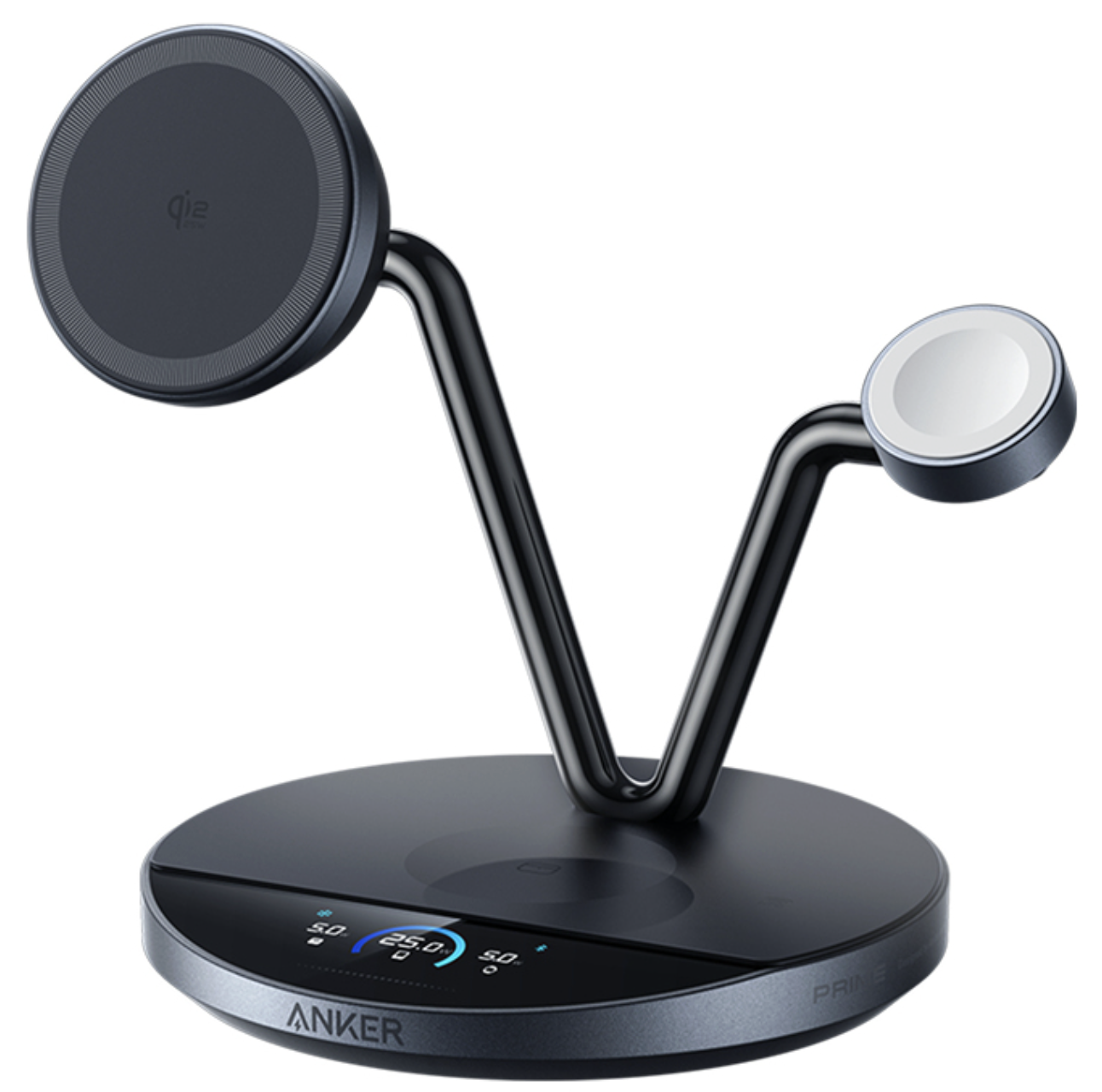Беспроводное зарядное устройство Anker Prime MagSafe 3in1 Qi2 25W Smart Display with TEC Active Cooling Black