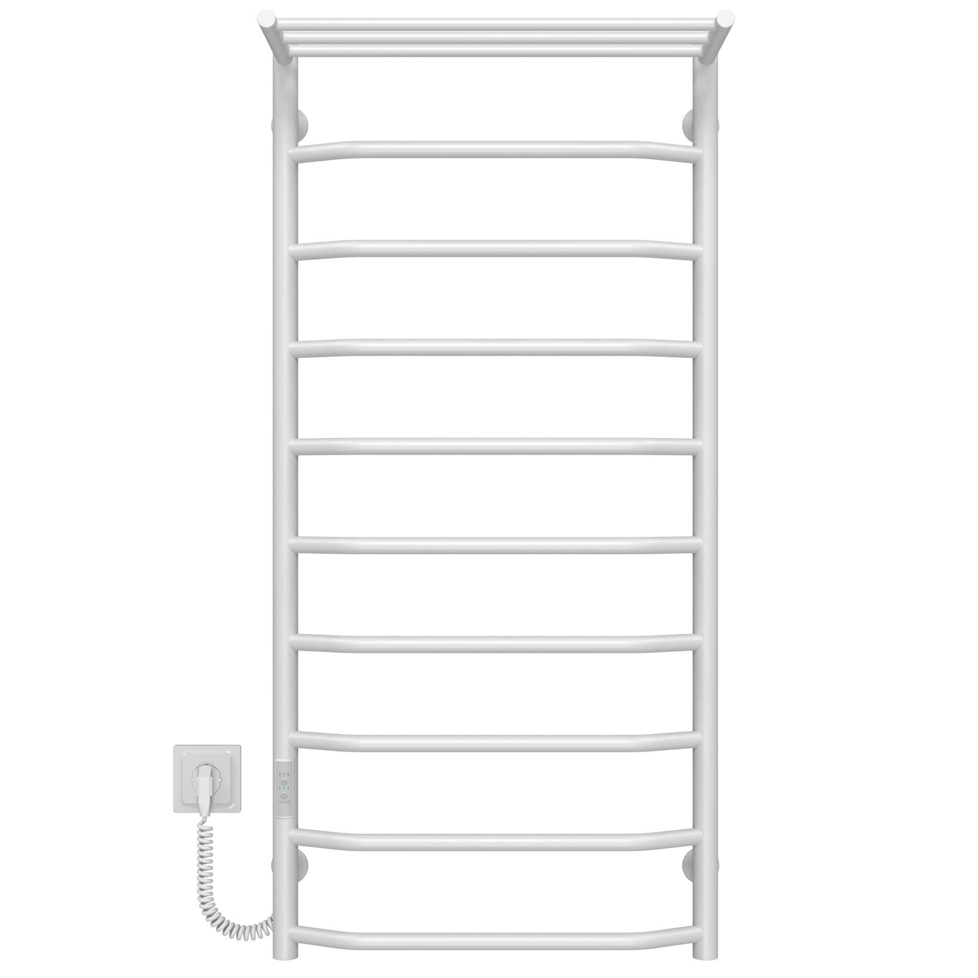 Рушникосушарка електрична з полицею Deffi Трапеція П10 WD03 ліве підключення нержавіюча сталь 500х1100 мм Білий (C.TP.110.50.10.E.W.L.3)