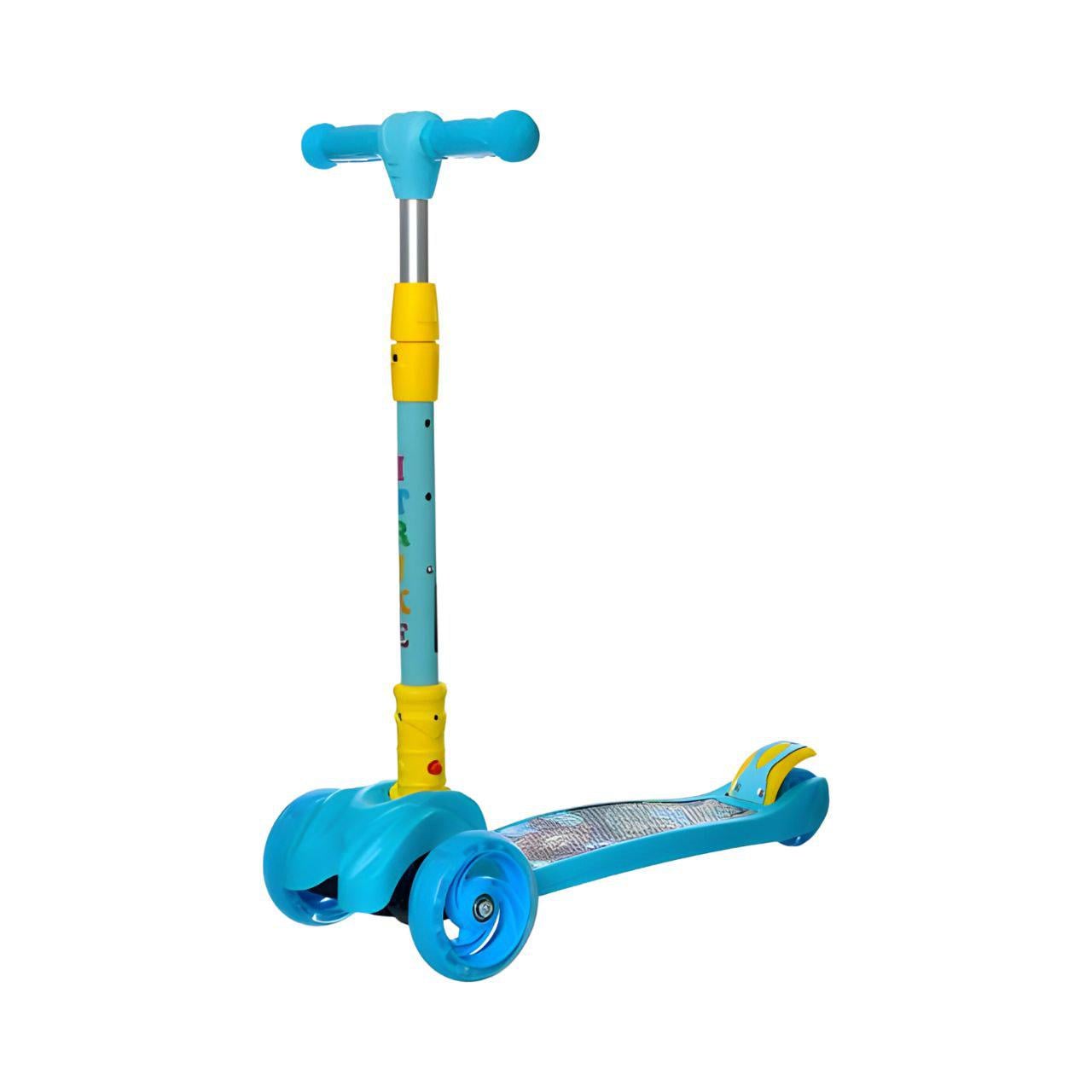 Самокат JR 3-060-11-BL складной трехколесный полиуретановые светящиеся колеса Синий (25020104)