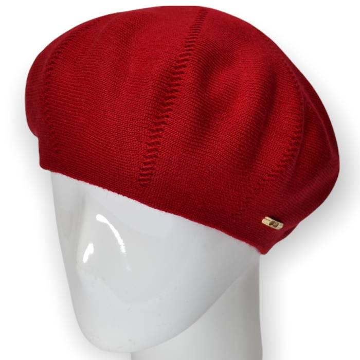 Берет женский Lirus Алиса из шерсти двойной тонкой вязки Красный