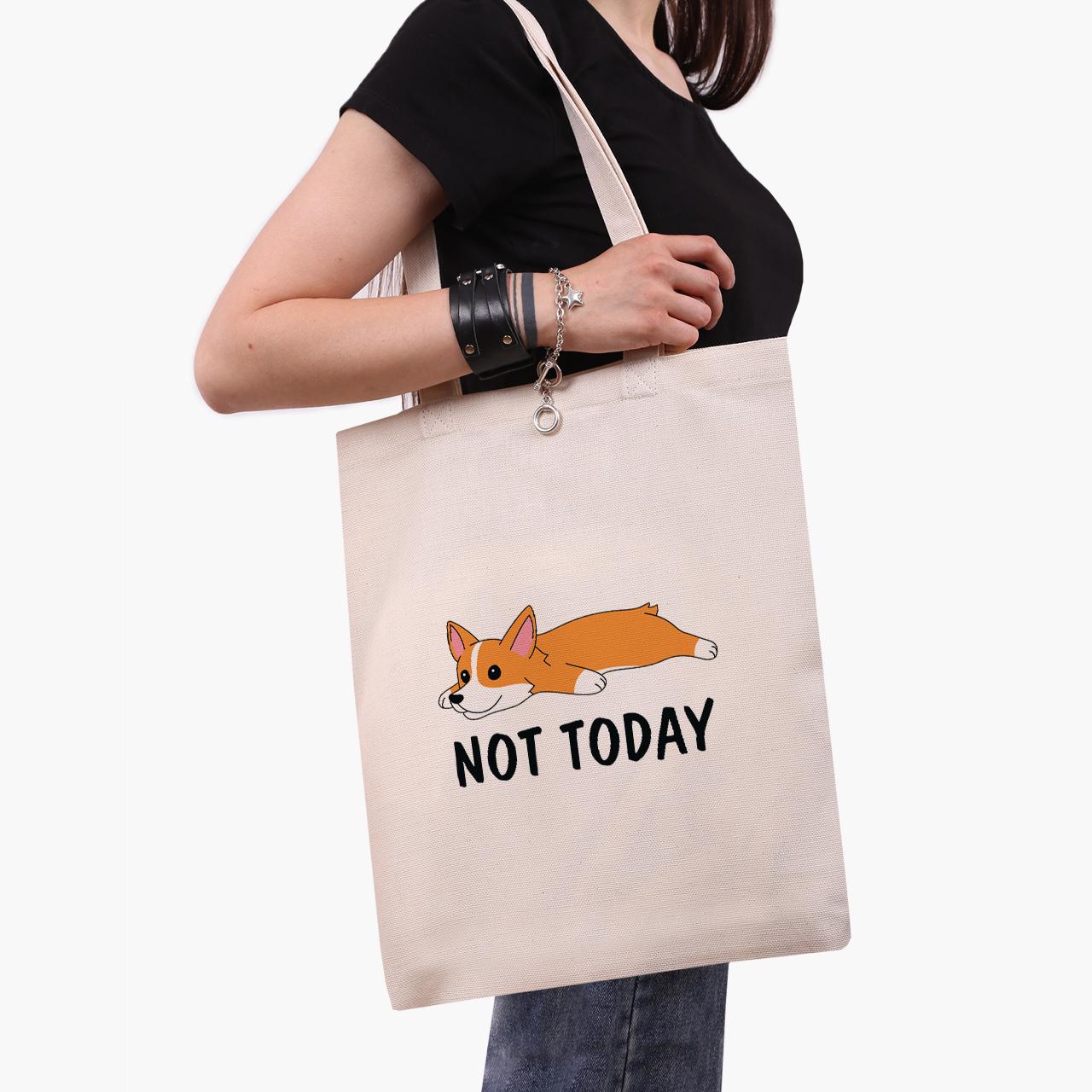 Эко сумка шоппер Not Today 41x35 см Бежевый (9227-2019-WT)
