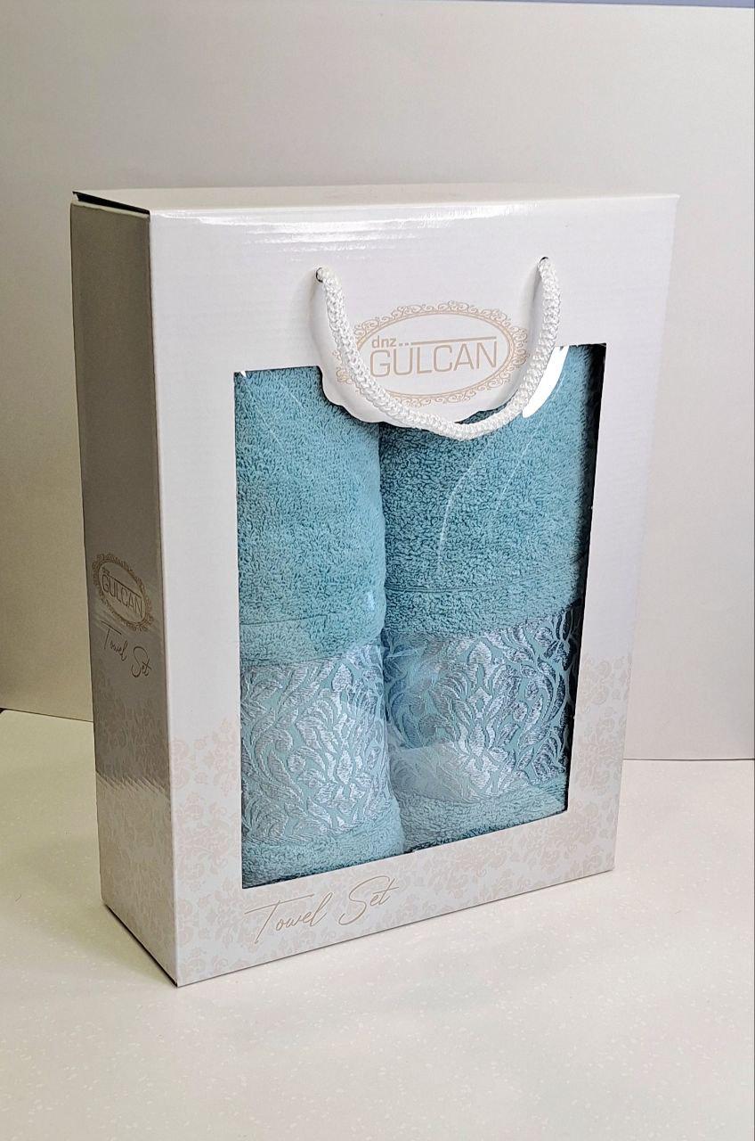 Полотенца подарочные Gulcan 2 шт. Бирюзовый (438)