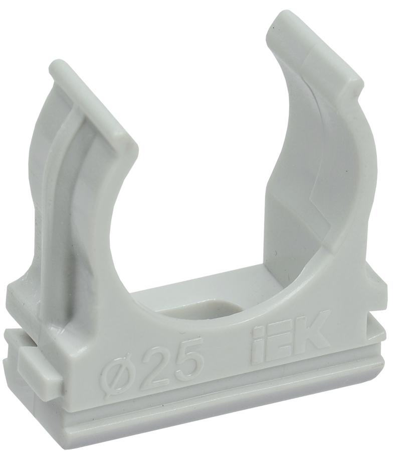 Держатель-клипса с фиксатором УЭК ⌀ 25 мм под дюбель полистирол (CTA10D-CF25-K41-100)