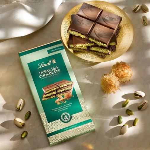 Шоколад молочный LINDT Dubai Style Chocolate Bars с фисташкой 145 г (26527038) - фото 4