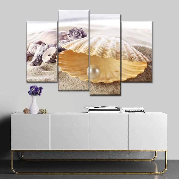 Модульная картина KIL Art Жемчужина в ракушке из четырех частей 129x90 см (M4_L_183)