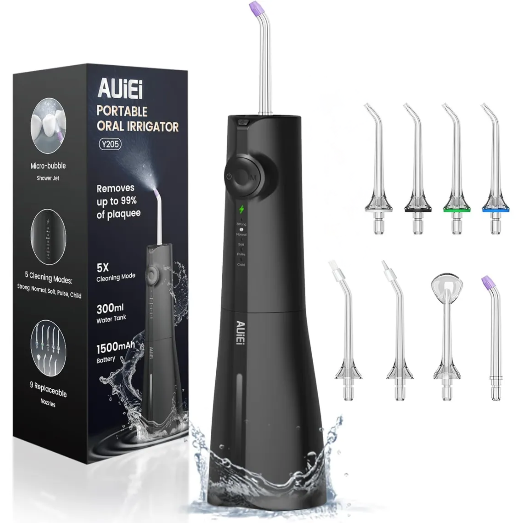 Ирригатор беспроводной AUIEI Water Flosser 300 мл 8 насадок 5 режимов IPX7 для дома и путешествий (Y205) - фото 8 Ирригатор беспроводной AUIEI Water Flosser 300 мл 8 насадок 5 режимов IPX7 для дома и путешествий (Y205) - фото 8