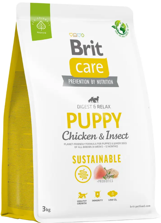 Корм сухий для цуценят Brit Care Dog Sustainable Puppy всіх порід з куркою та протеїнами комах 3 кг (1821031014) - фото 1