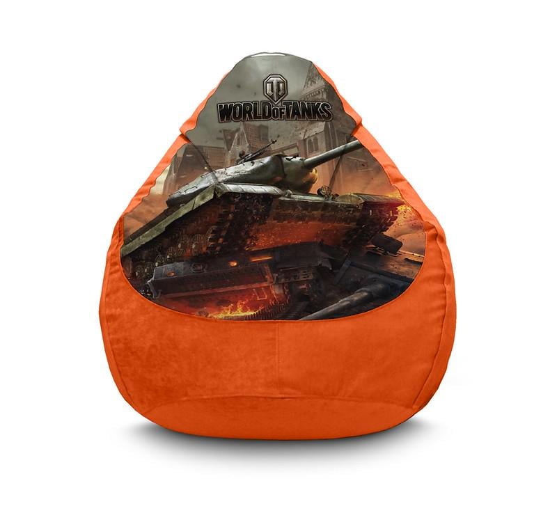 Крісло мішок iPuff World of Tanks Battle Флок XXL 90х125 см Помаранчевий