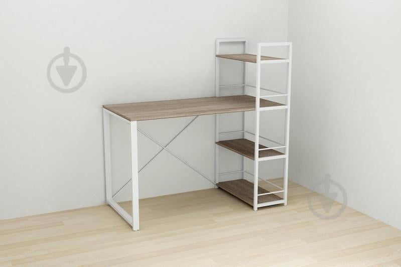 Письменный стол Ferrum-decor Конект c этажеркой 75x120x60 см Дуб Сонома + белый (XK00191)