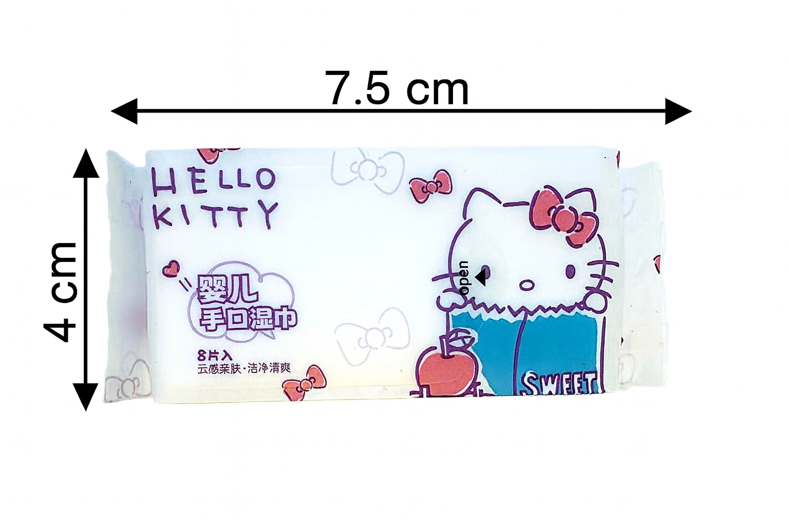 Салфетки влажные мини Sanrio Хелло Китти Cotton без спирта и запаха 8 шт. (0601) - фото 2