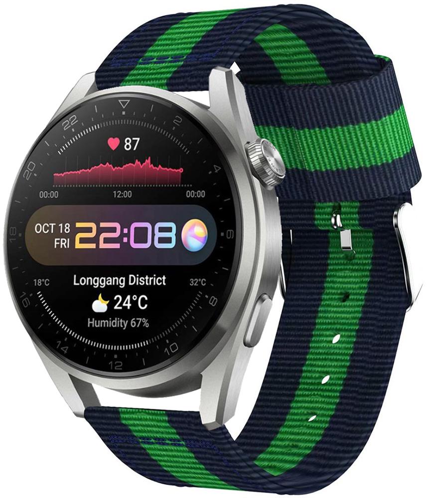 Ремінець тканинний Canvas для Huawei Watch 3 Pro Blue/Green (22538)