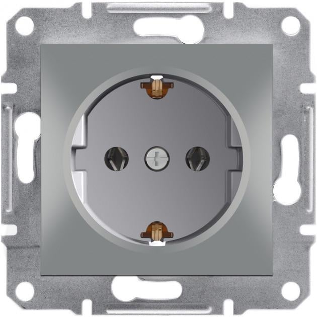 Розетка Schneider Electric Asfora с заземлением Алюм (EPH2900161)