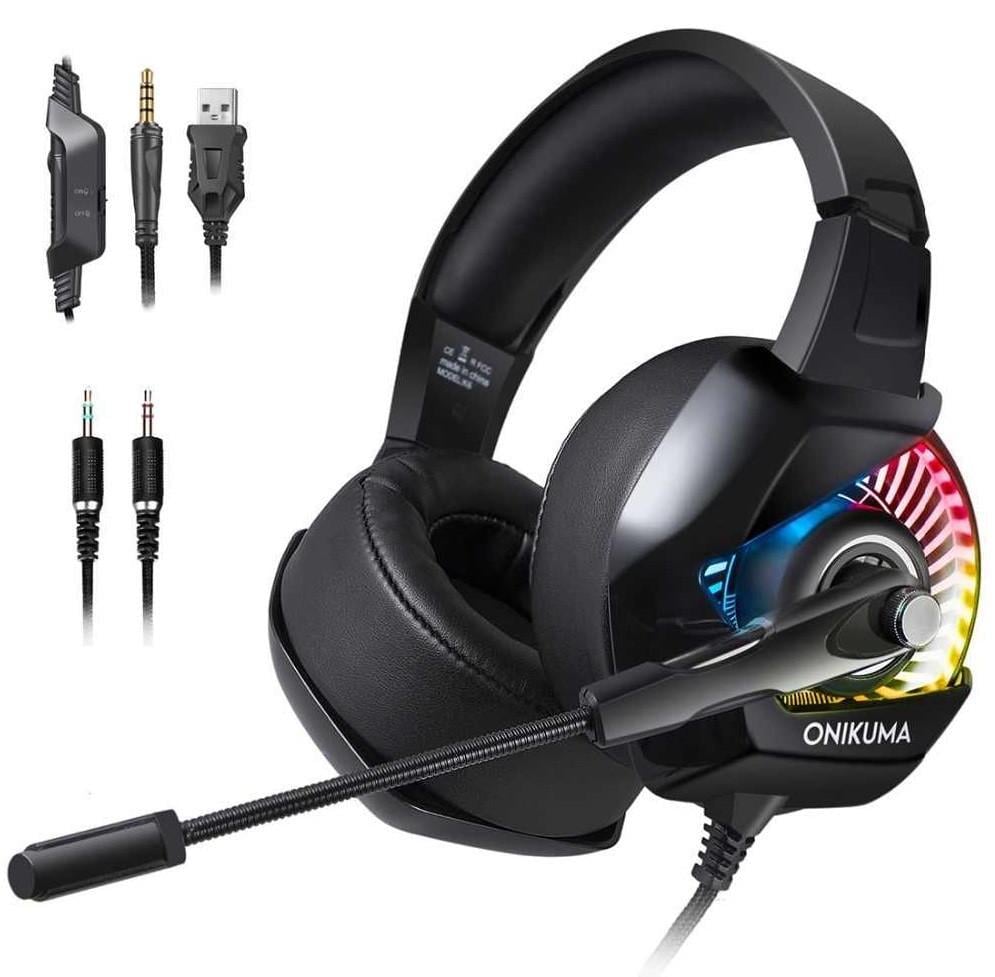 Наушники игровые ONIKUMA RGB LED K6 106дБ черные