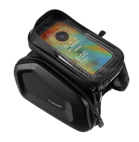 Сумка велосипедная водонепроницаемая с креплением на раму и сенсорной панелью для телефона Черный