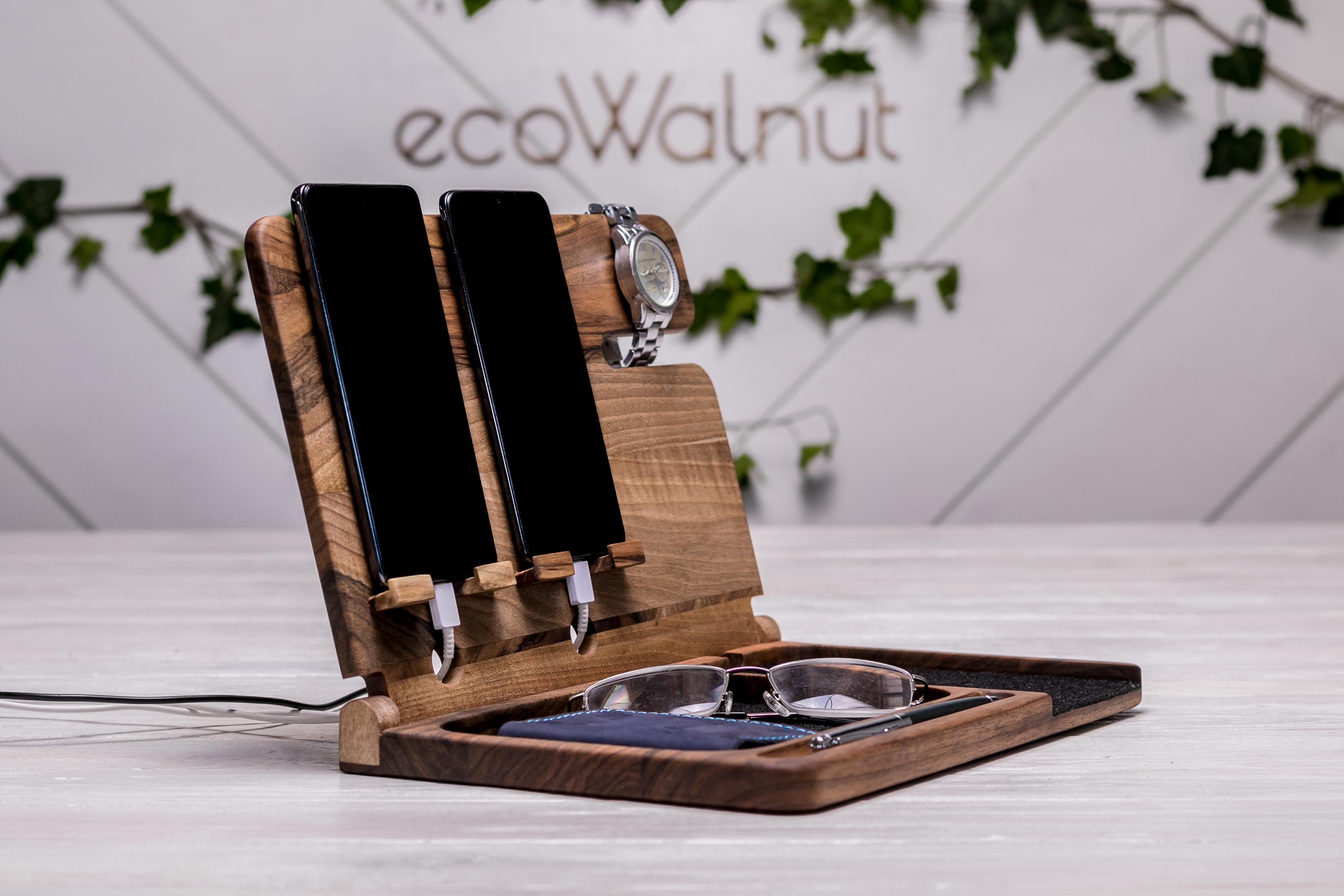 Зарядное устройство беспроводное EcoWalnut на рабочий стол для двух телефонов (EW-45.4) - фото 8