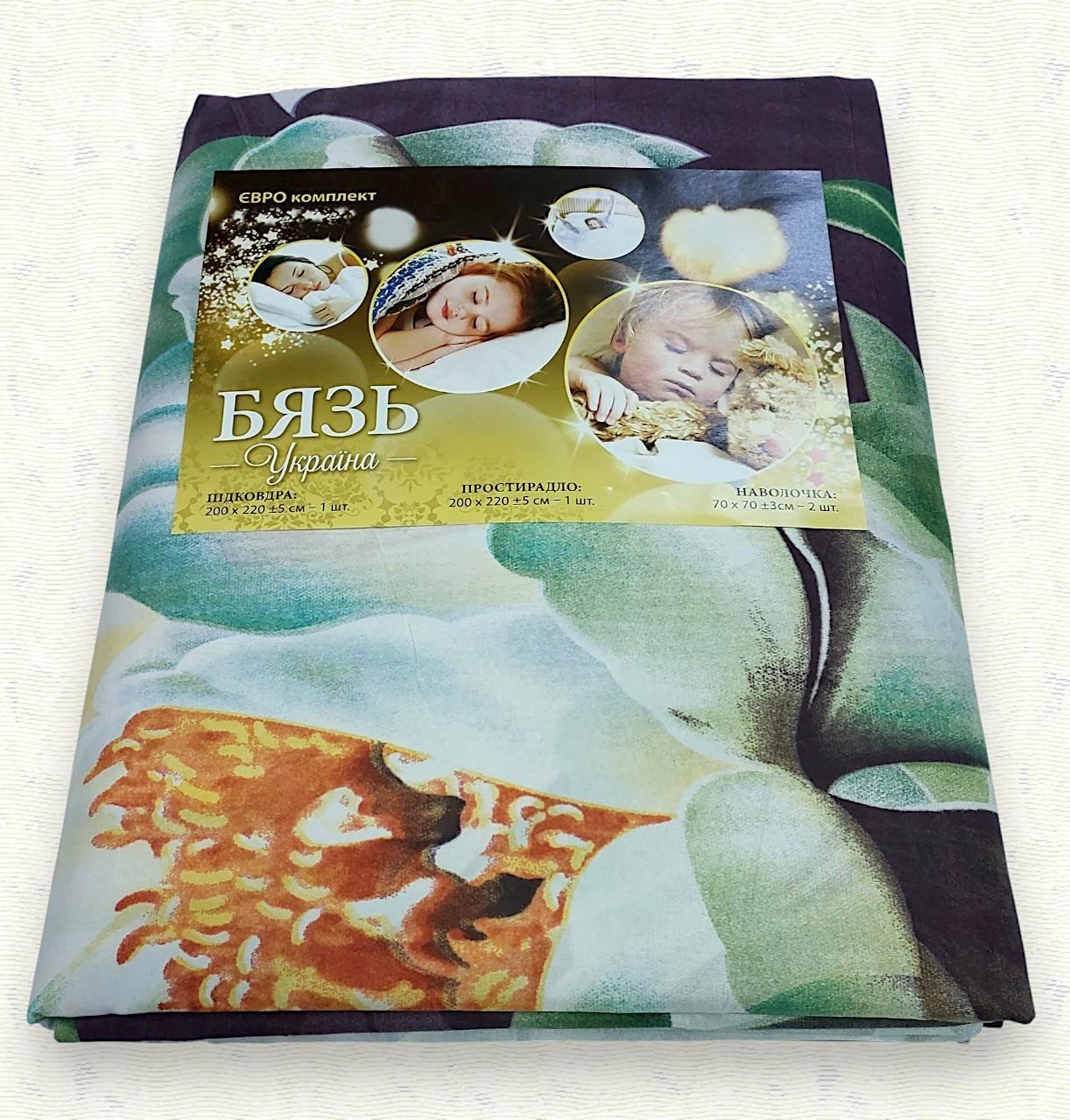 Комплект постільної білизни з бязі см-03 євро 200х220 см (6979) - фото 2