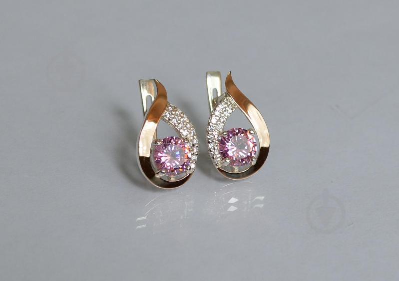 Серебряные серьги Sil с золотыми накладками 144s-8 Розовый (Sil-1163)