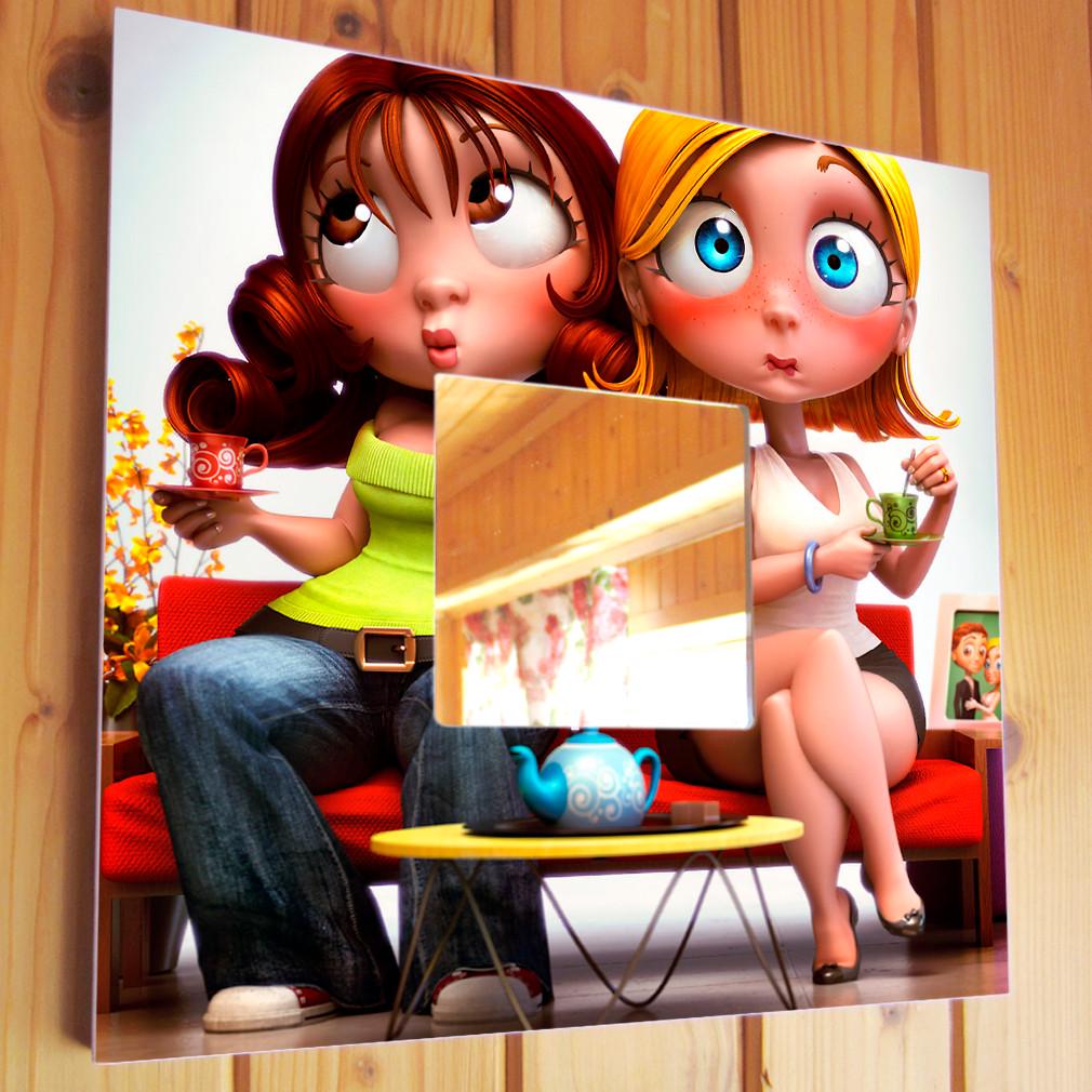 Зеркало декоративное 3D Девочки подружки 260х260 мм (M00121)