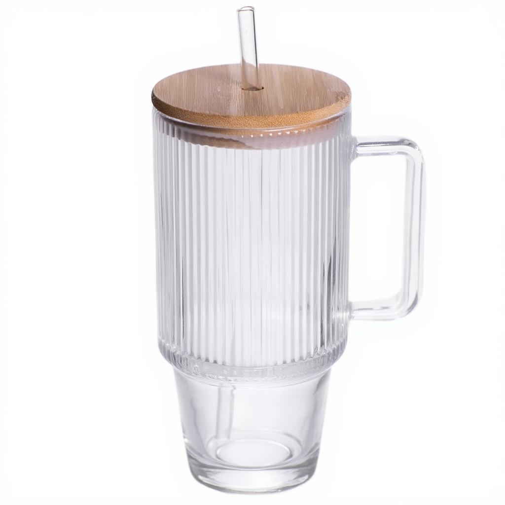 Кружка стеклянная ICE Tea с крышкой и трубочкой 750 мл Прозрачный (HP-19-48)